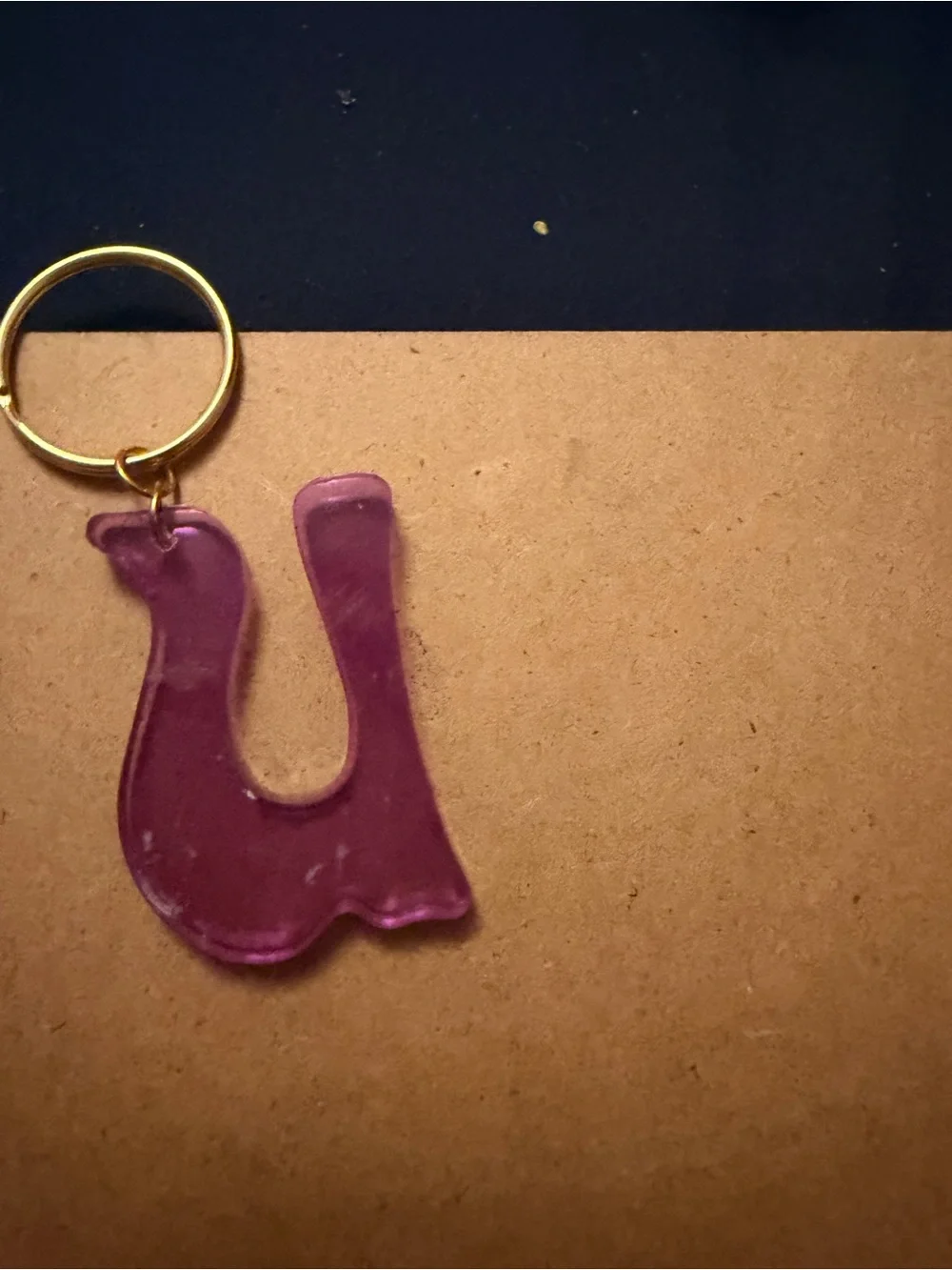 Purple Letter 'U' Acrylic Keychain - Women Accessories